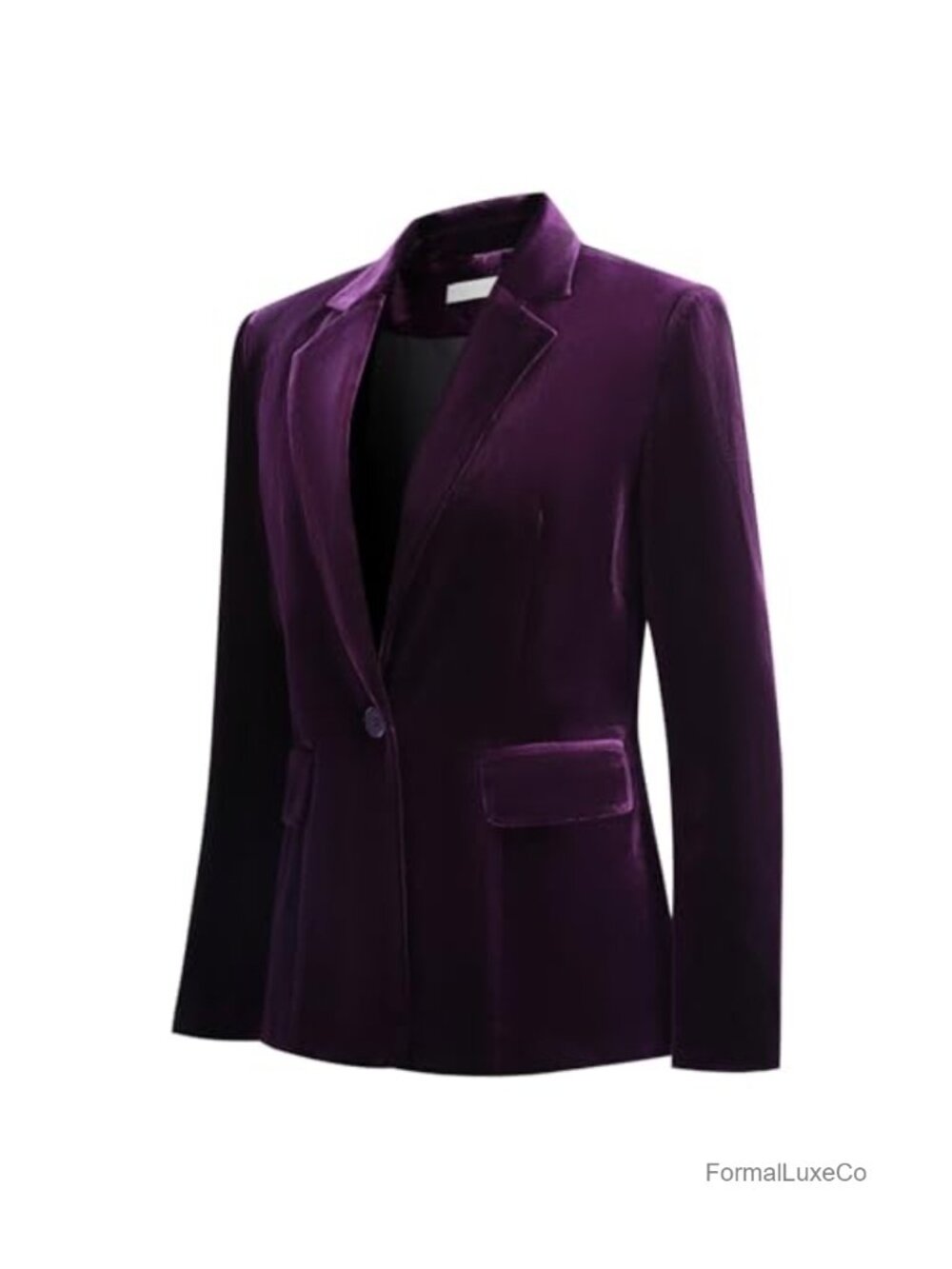 Women's Velvet Blazer Slim Fit 1 Button Notched Lapel Office Suit Jacket
